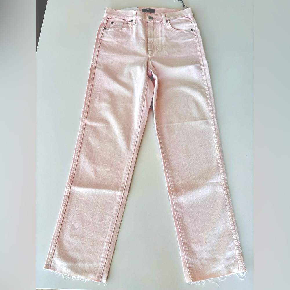 7 For All Mankind Pink Straight Leg Jeans